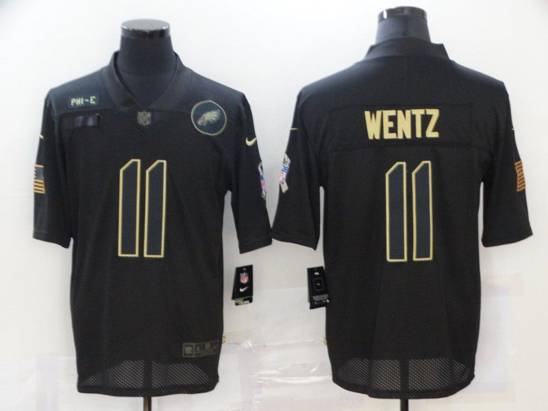 Men Philadelphia Eagles #11 Wentz Black gold lettering 2020 Nike NFL Jersey->dallas cowboys->NFL Jersey
